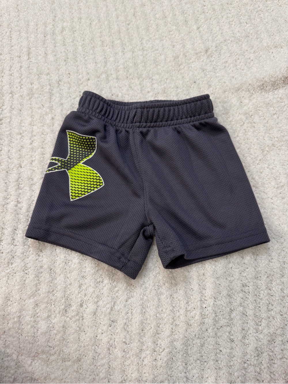 Under Armour Kids' Gray Athletic Shorts with Neon Yellow Logo